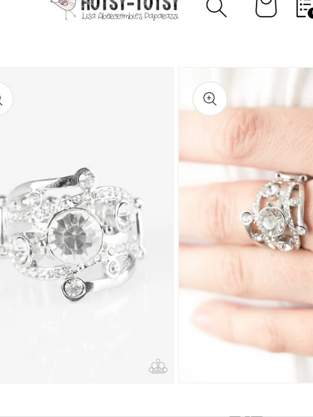 Colorful Constellations White Ring with Clear Accents